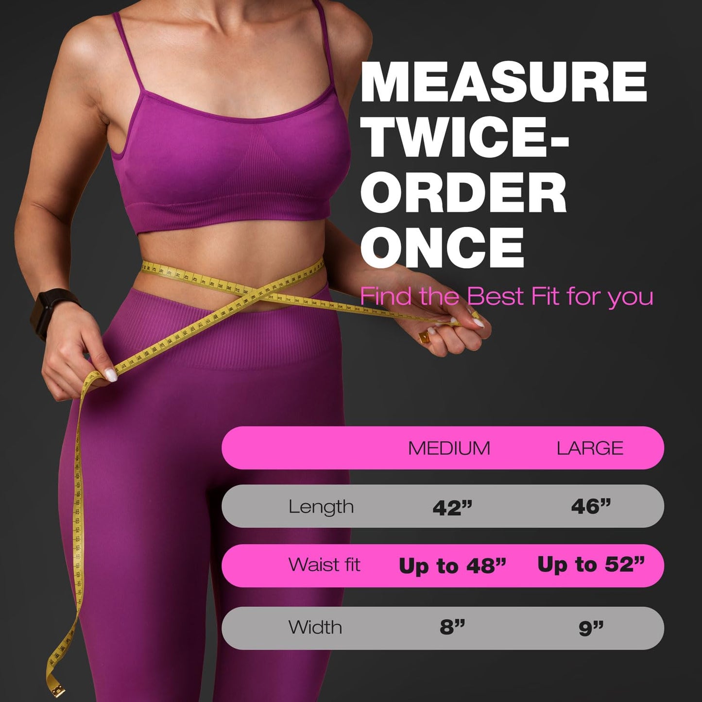ActiveGear Waist Trainer for Women & Men - Sweat Band Waist Trimmer Belt for a Toned Look - Reinforced Trim and Extra Secure Fastening (Pink Hem, Medium: 8” x 42”)