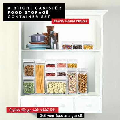 DWËLLZA KITCHEN Airtight Food Storage Containers with White Lids – 0.4L 6 Pc Clear Plastic Kitchen canisters Pantry Organization for Spices, Candy, Nuts, BPA-Free, Keeps Food Fresh & Dry