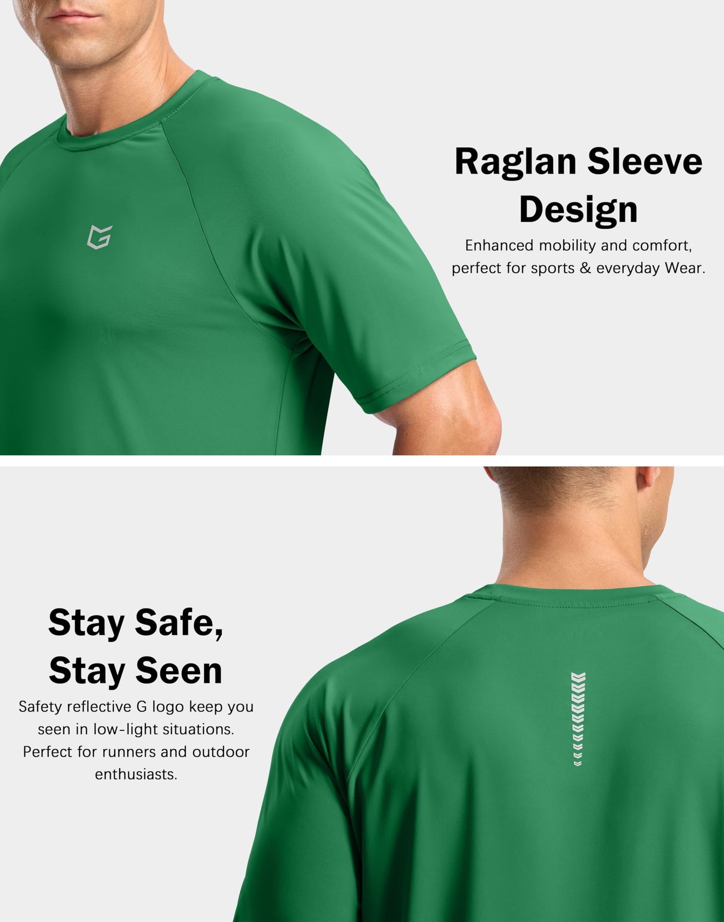 G Gradual Men's Athletic Workout T-Shirts Moisture Wicking Cooling Running Shirts Short Sleeve Performance Tee for Gym Tennis(Green,XXL)