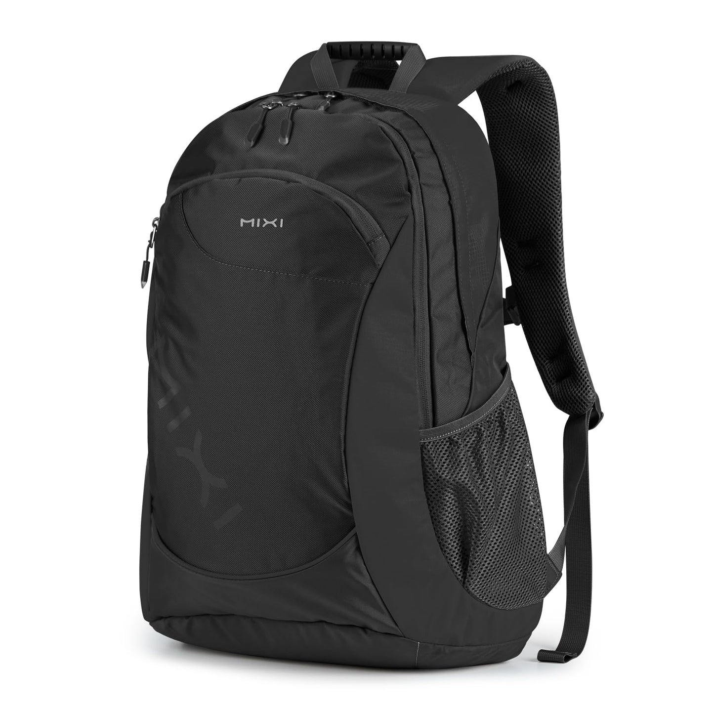 mixi 31L Ultra Lightweight Waterproof Travel Backpack, 18 inch Casual Daypack for Men Women, Durable Spacious Bag for Travel, Sports, Camping, Hiking & College, Black