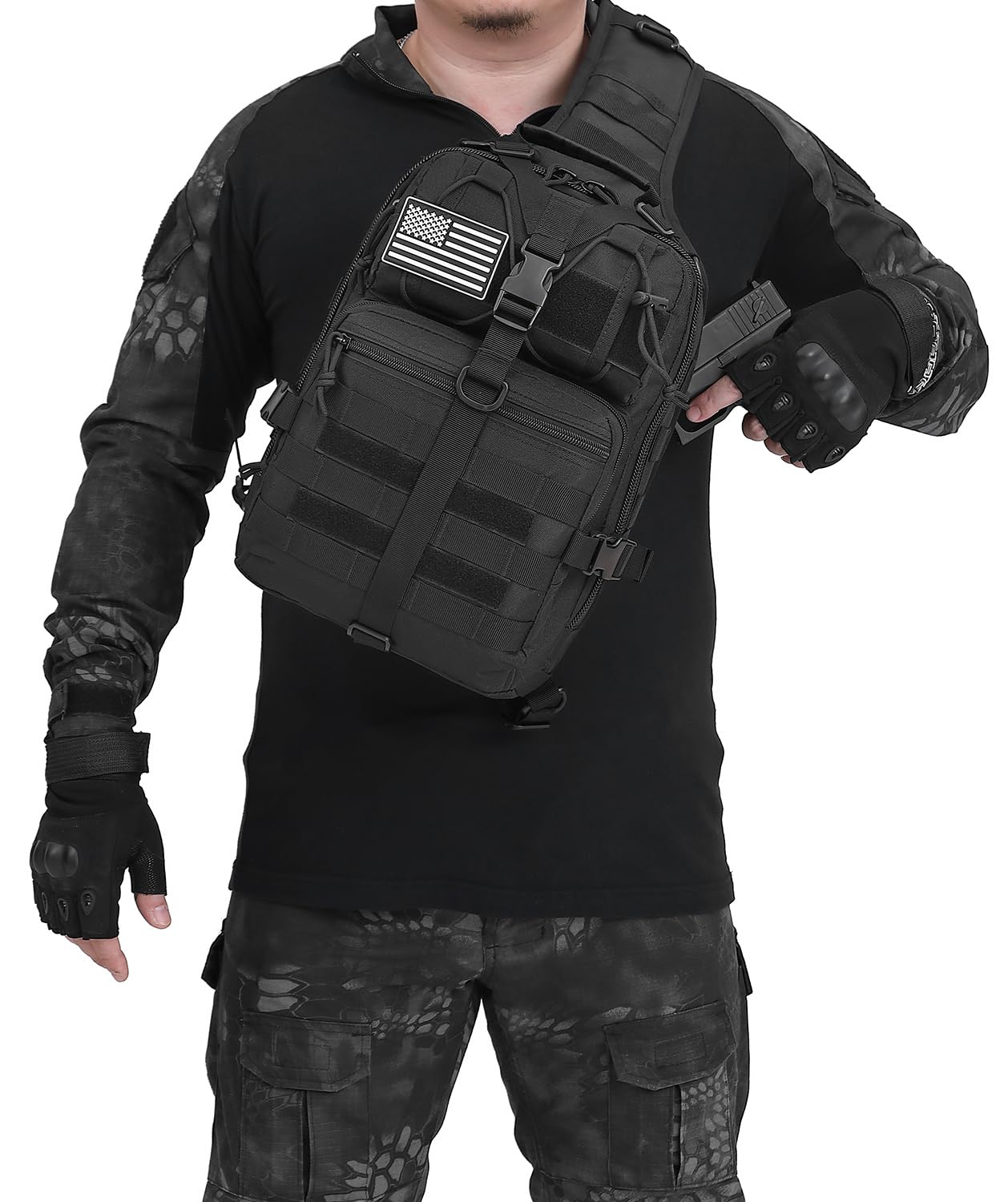 ATBP Tactical Crossbody Backpack Large Sling Pack With Holster Shoulder Bag For Men Outdoors Hiking Camping Gym