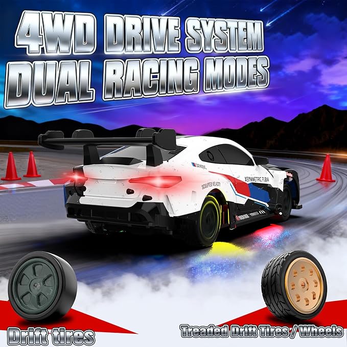RC Drift Car 1/43 Mini RC Drift Car with Gyro 2.4GHz Full Proportional Control 20KM/H 4WD High Speed Remote Control Alloy LED Lights &amp Drift Tires Toys for Adults Boys and Girls Gift