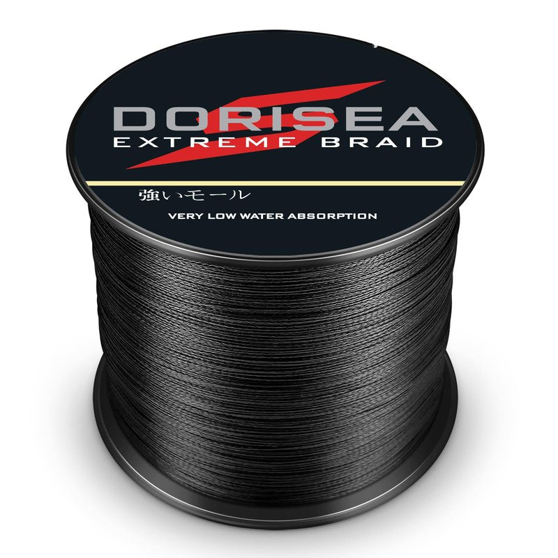 Dorisea Extreme Braid 100% Pe Black Braided Fishing Line 109Yards-2187Yards 6-550Lb Test Fishing Wire Fishing String Incredible Superline Zero Stretch (300m/328Yards 30lb/0.26mm)