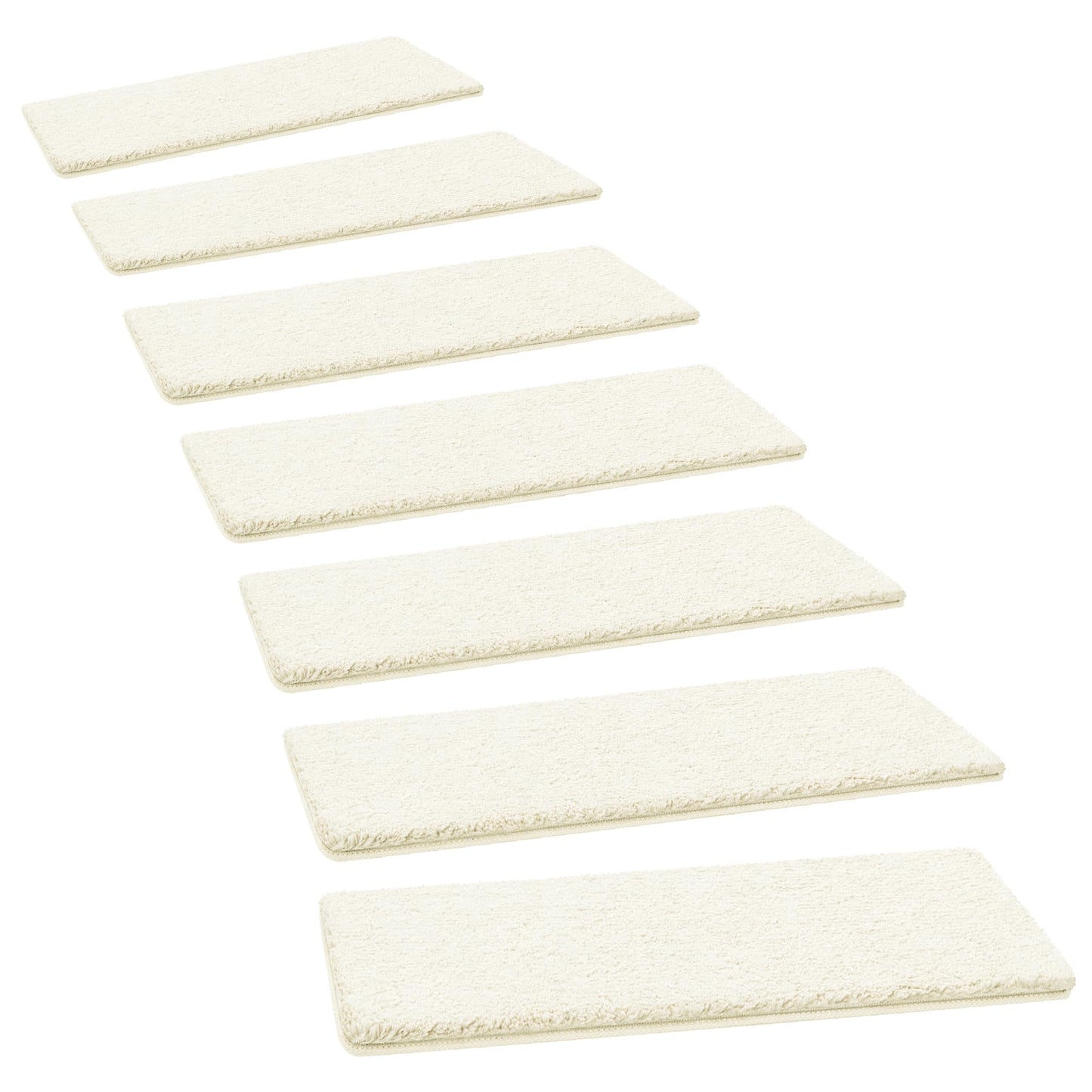 PURE ERA Carpet Stair Treads Ultra Plush 8" X 30" Soft Indoor Stair Protectors Pet-Friendly Non-Slip Skid Resistant Tape Free Washable Reusable(14 Pieces, White)