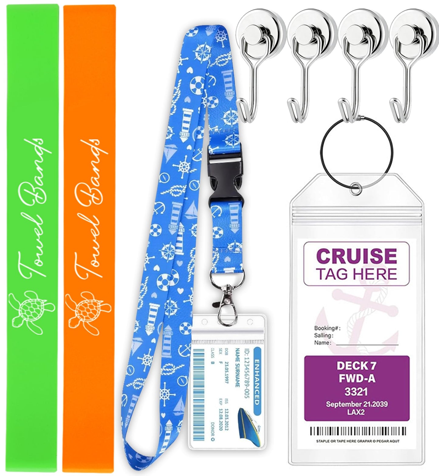 Towel Band for Beach Towel Accessories Towel Holder for Pool Lounge Chair Carnival Cruise Ship 2026 Packing List Essentials Card Lanyard Magnetic Hooks Vacation Must Haves Women Gift Beach Towel