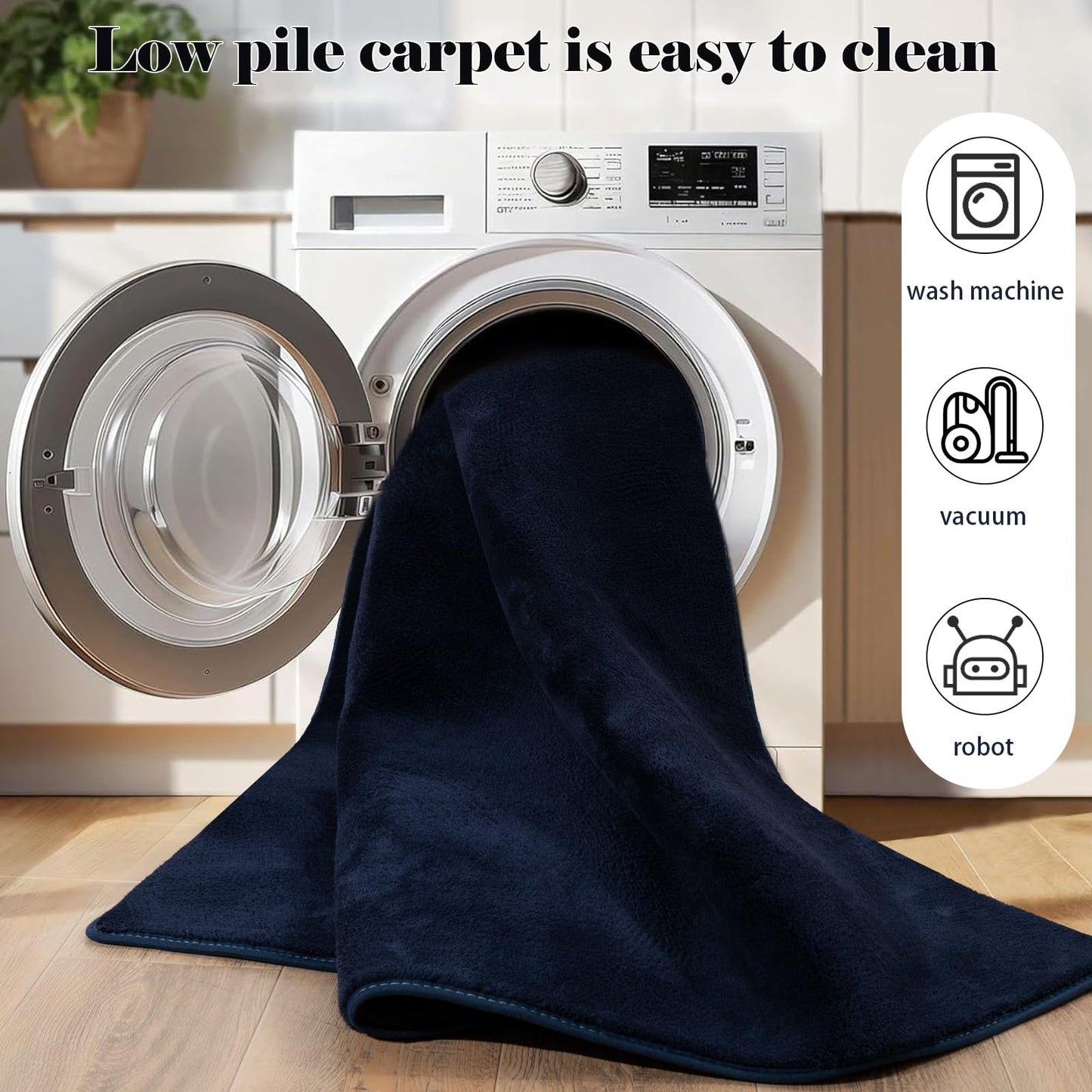 QDUIDU Large Area Rugs for Bedroom Living Room - 5x8 Feet Ultra Soft Navy Blue Rug Thickened with Memory-Foam, Solid Modern Minimalist Carpets for Home Decor, Non-Slip and Comfy Nursery Room Rugs