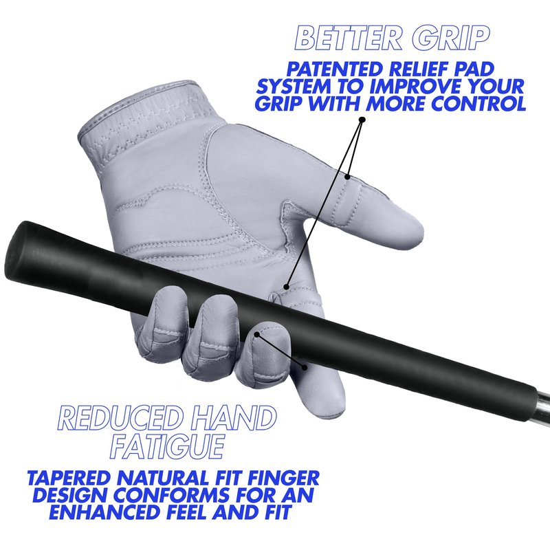 Bionic Men's StableGrip with NaturalFit 2.0 Golf Glove with Dual Expansion Thumb for Best Fit - Premium Cabretta Leather… (Gray, XXX-Large, Right)