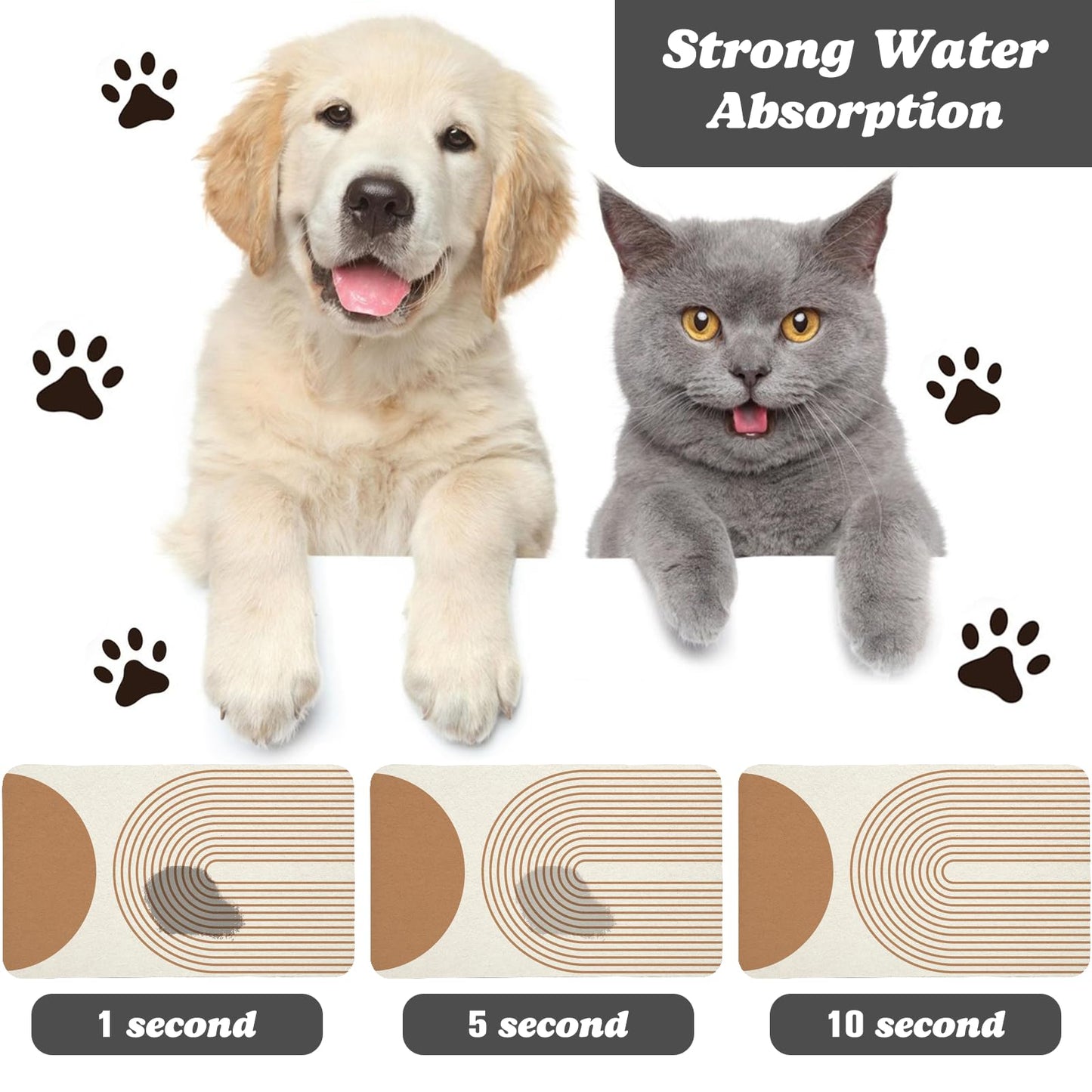 Dog Food Mats,Cat Absorbent Water Bowl Feeding Mats Pet Placemats for Food and Water Beige Bohemia 12 * 20 inch