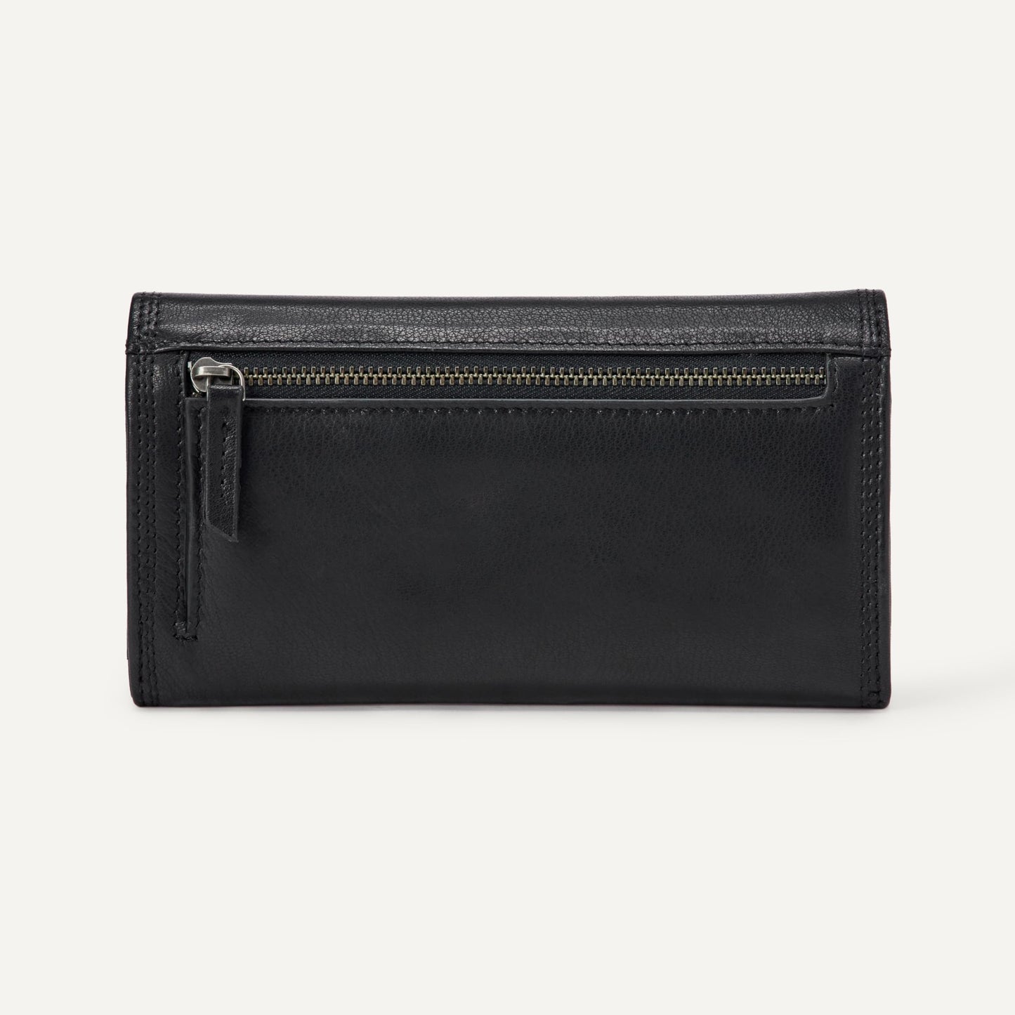 Amazon Essentials Women's Long Flap Continental Leather Wallet, Black, One Size
