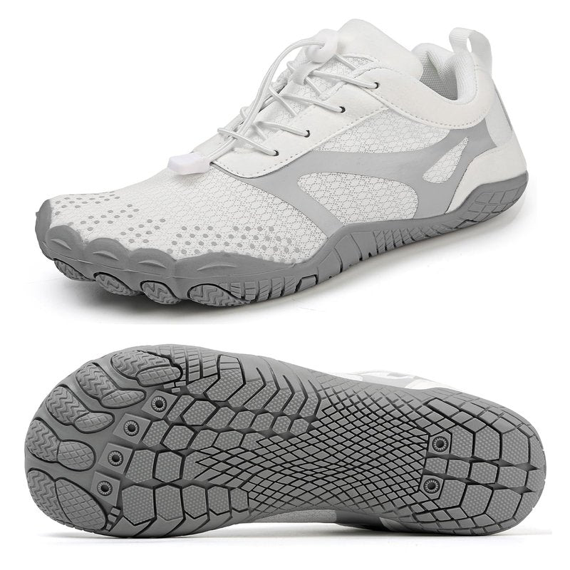 todaysunny Barefoot Shoes Mens Womens Minimalist Cross Training Shoes with Wide Toe Box Athletic Zero Drop Trail Walking Hiking Running Sneakers White
