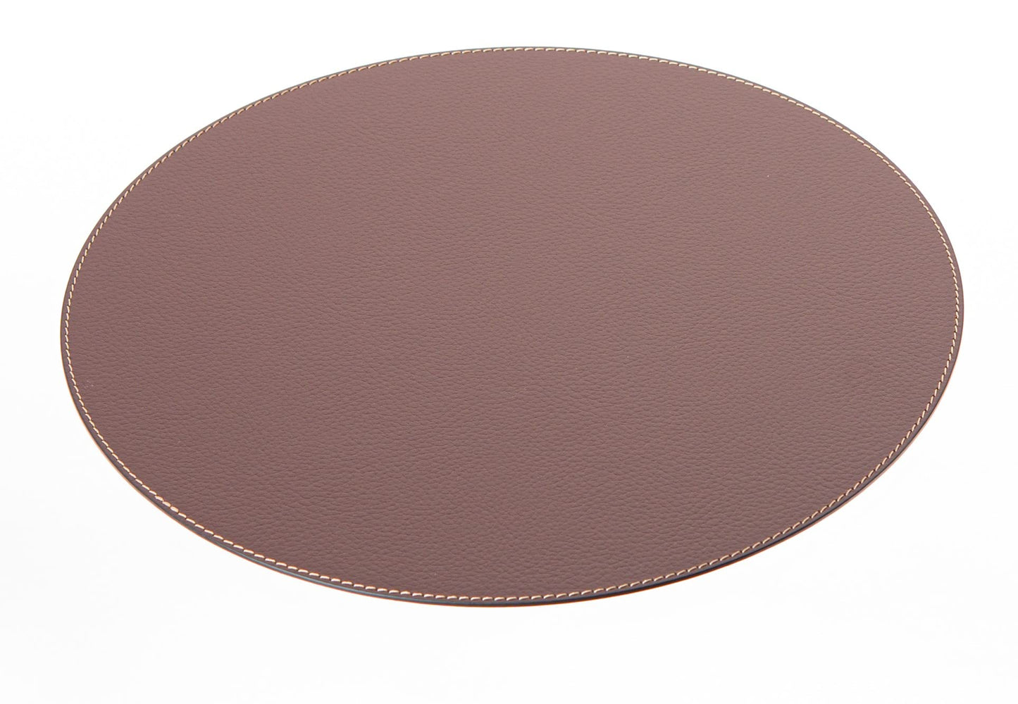 Nikalaz Set of Small Round Brown Placemats and Coasters, 4 Table Mats and 4 Coasters, Place mats 12.99 inches, Recycled Leather (Brown)