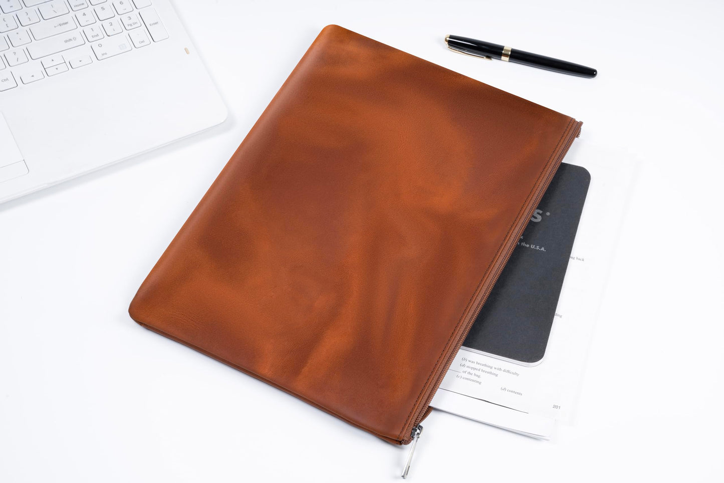 GZRHKJ Genuine Leather A4 File Folder for Document, Leather File Folder Organizer Document Holder for Men&Women, Waterproof Portfolio Envelope Folder Case