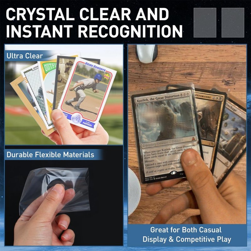 Card Sleeves - 300 Clear Plastic Trading Card Protectors for Baseball, Sports & MTG | 3.6" L x 2.6" W