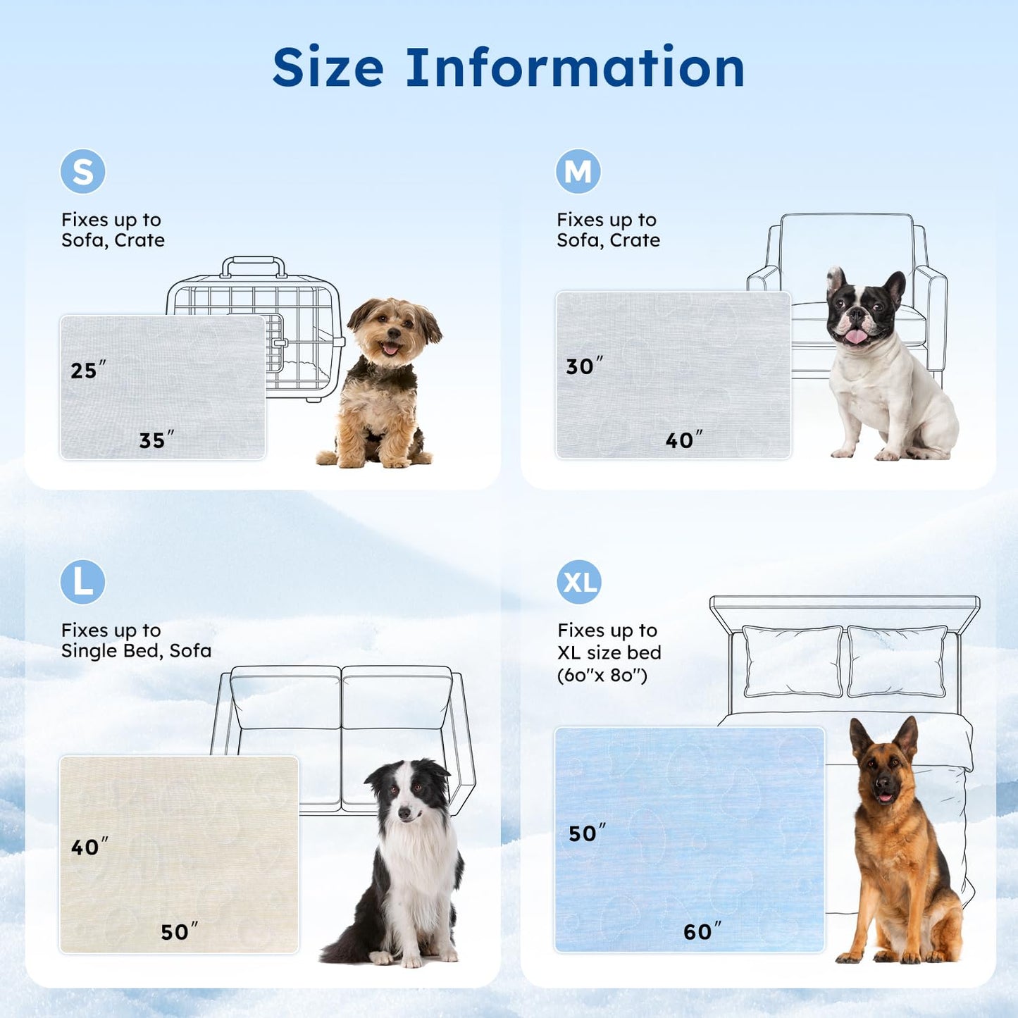 ZOMISIA Cooling Blanket for Large Dogs - Washable Dog Cooling Mat for Hot Weather, Travel Soft Pet Summer Essentials, Grey, 40"x50"