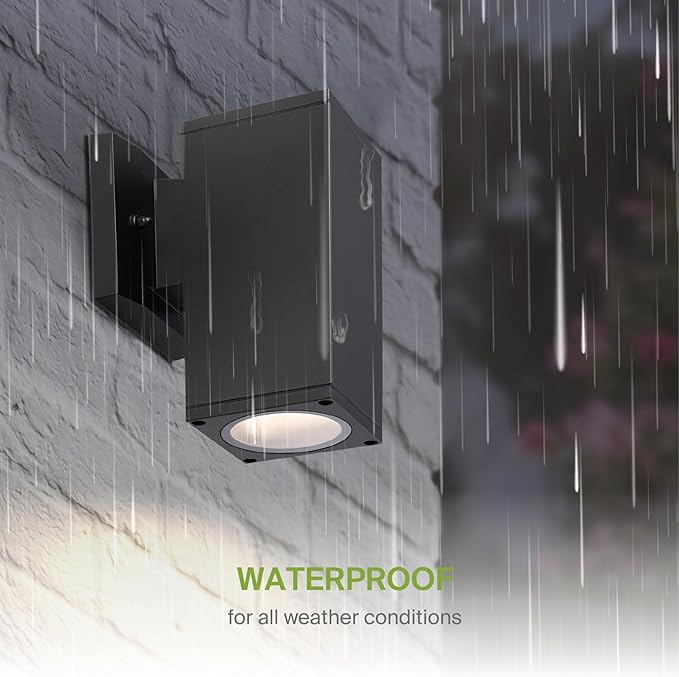 ASD 1 Light Square Outdoor Wall Light Fixture | 60W E26 Socket 120V ETL Cylinder Up Down Lights | LED/CFL/Incandescent Bulb Exterior Wall Sconce | Front Door, Porch, Patio Lighting | Bronze, 6 Pack
