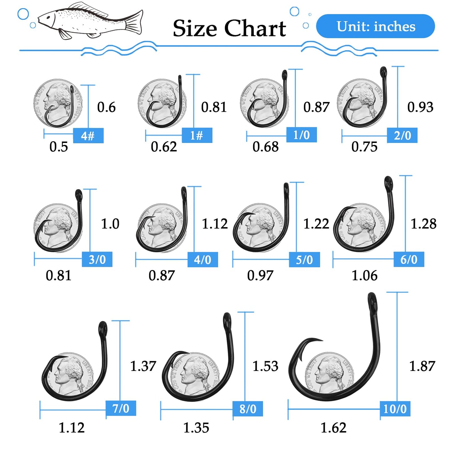 10PCS High-Carbon Steel Circle Hooks Barbed Fishing Hooks with Holes, Freshwater and Saltwater Fishing Hooks for Tuna, Catfish, Bass (#4)