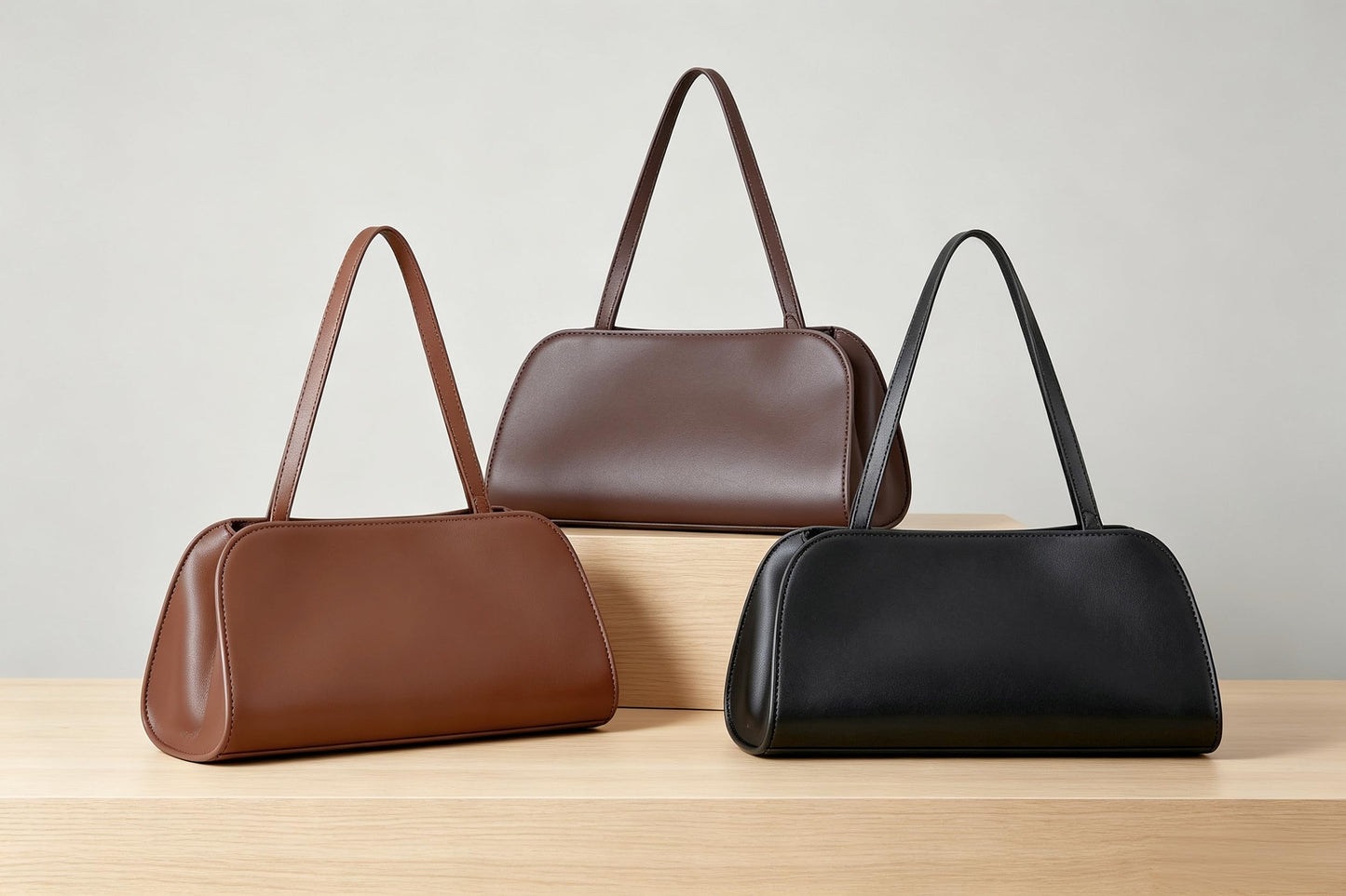 Quelis Small Leather Tote Bag，Clutch Purse with Shoulder Strap， Small Vegan Leather Handbag