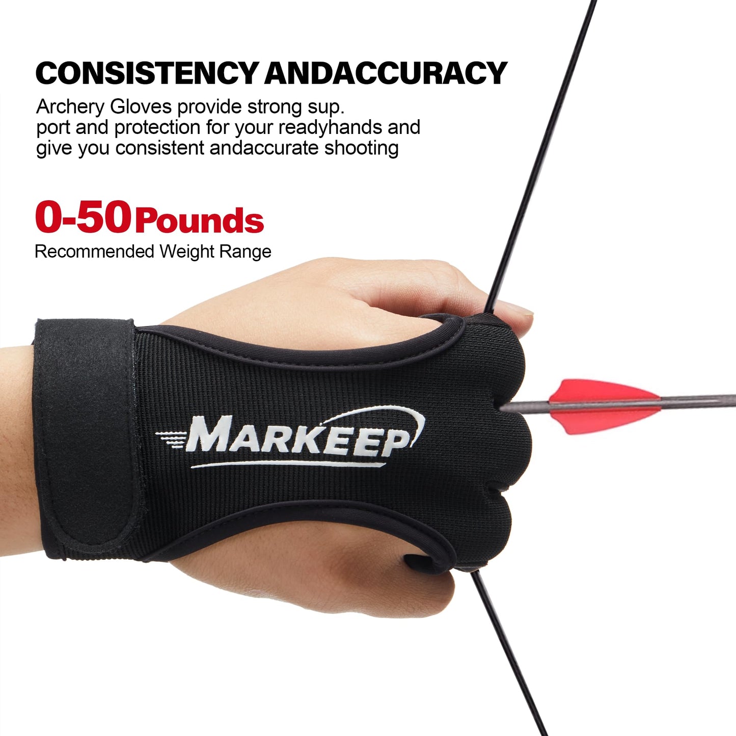 MARKEEP Archery Gloves 2 Pack Shooting Hunting Leather Guard 3-Finger Guard for Youth Adult Man Woman and Beginner Recurve Arrow Bow Archery Protective Gear Accessories