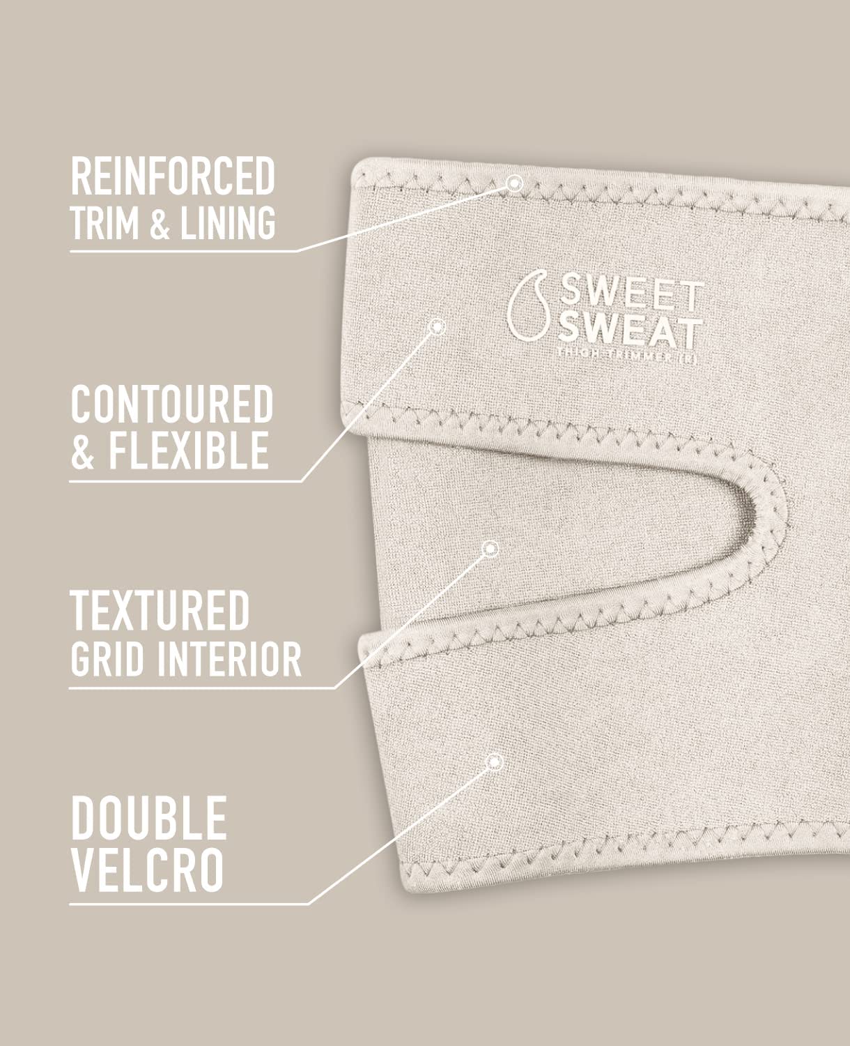Sports Research Sweet Sweat Toned Thigh Trimmers for Men & Women | Increases Heat & Sweat to the Thighs (Quartz, Medium)
