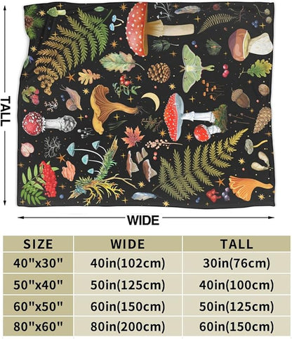 Mushroom Flannel Fleece Bed Blanket Throw Blanket Lightweight Cozy Plush Blanket for Bedroom Living Rooms Sofa Couch 80"X60"