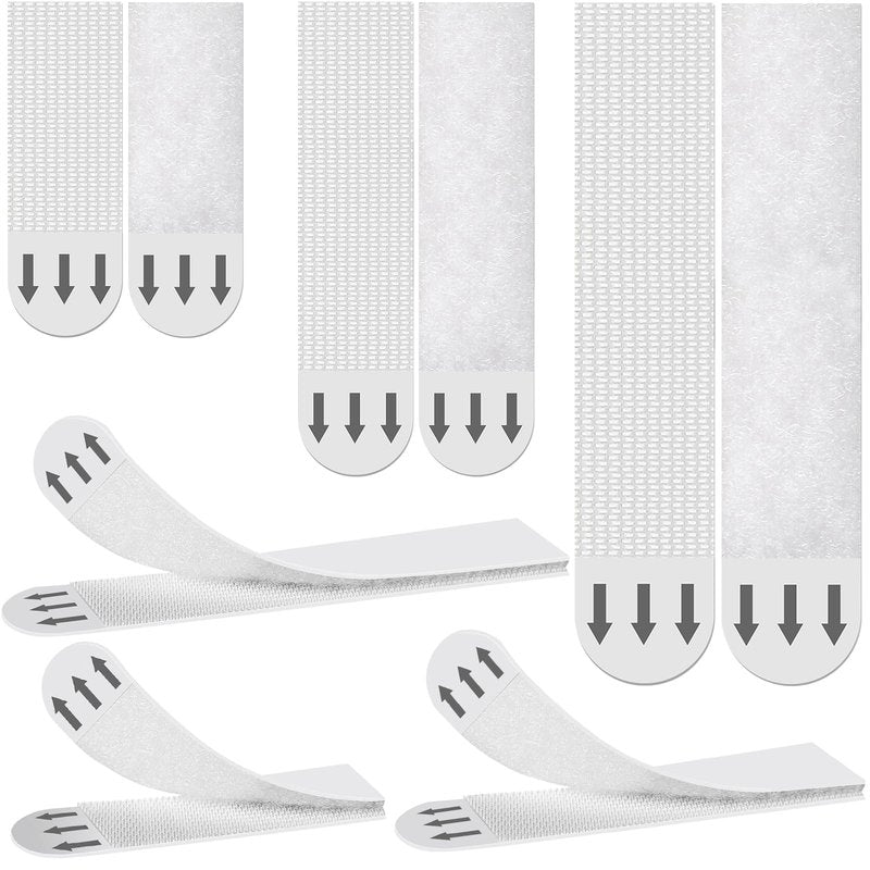 Picture Hanging Strips Kit Heavy Duty, 3 Size No Nails Adhesive Poster Strips for Frame Mounting Hooks, Damage Free Hanging Poster Hangers for Wall Decoration, Classroom, Renter Friendly, White 96 PCS
