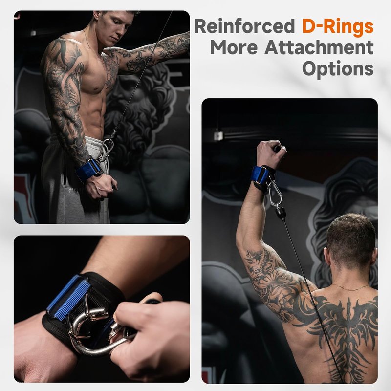 MOST GRIP Non-Slip Gym Wrist Sraps for Weightlifting, Double Rubber Weight Lifting Straps with D Rings for Cable Machine Workout, Wrist Wraps with Cushion Wrist Loop for Men Women Deadlift
