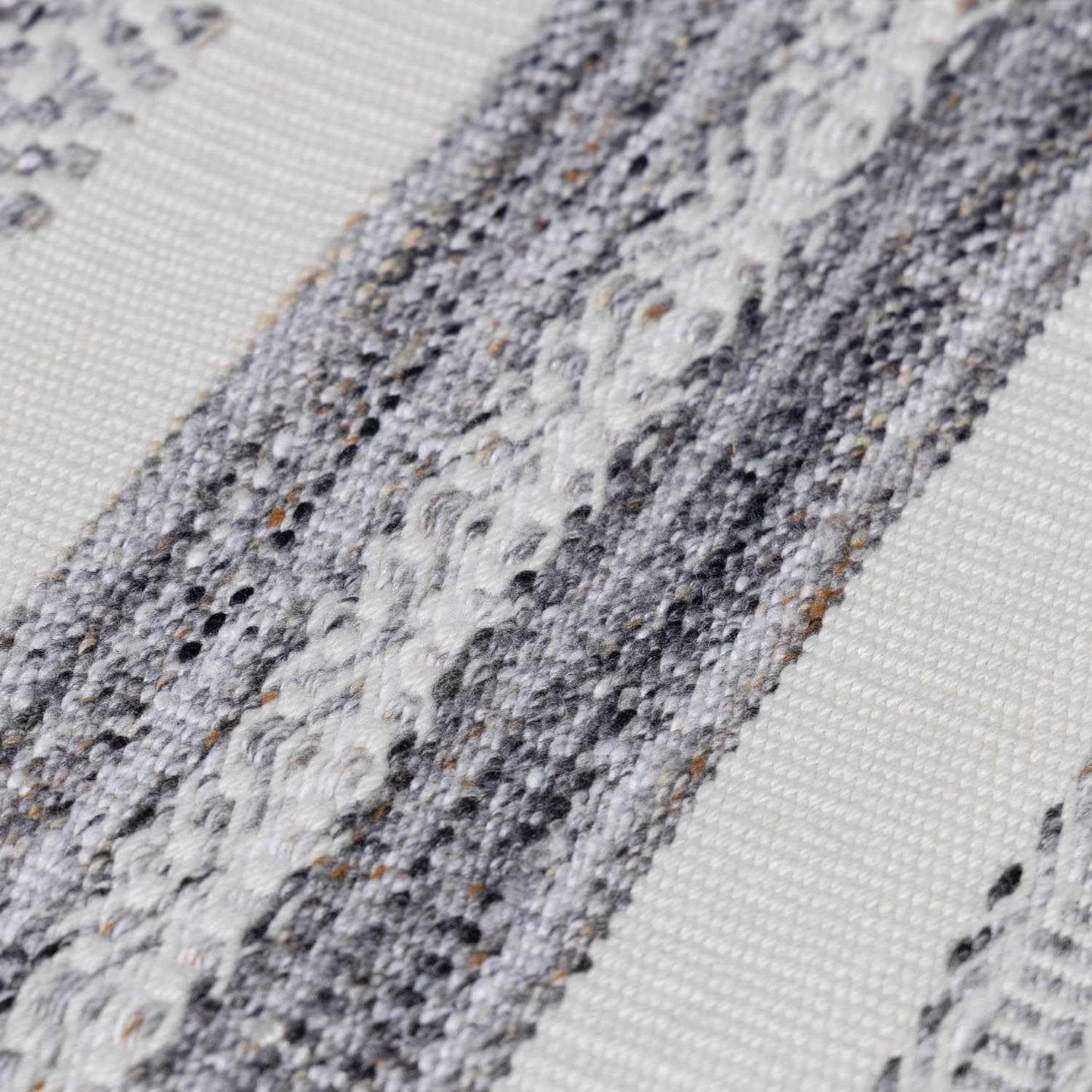 Hauteloom Geographe Recycled Material Living Room, Bedroom Area Rug - Striped Geometric Border - Contemporary Modern Minimalist Farmhouse Boho - Beige, Dark Red, Charcoal, White, Gray - 5' x 7'6"