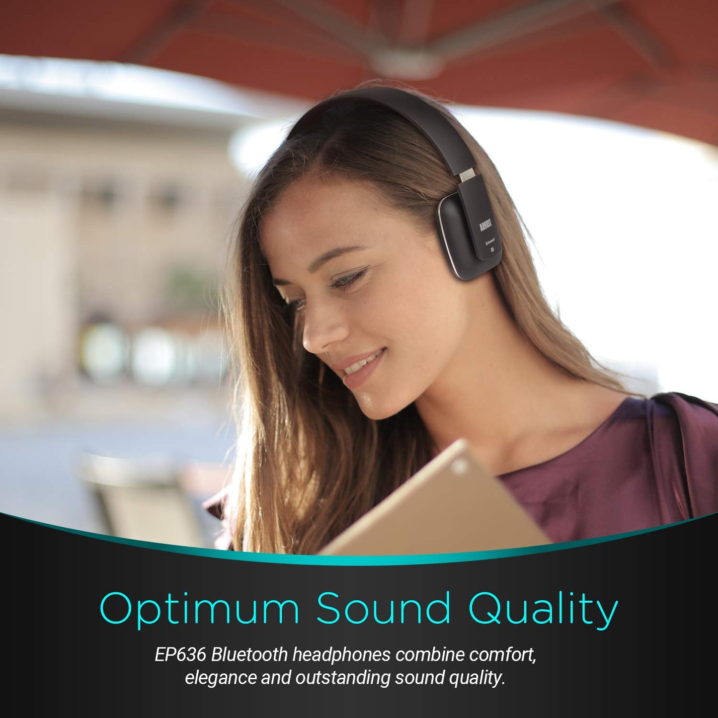 August Wireless Headphones - Cordless Bluetooth Headset with Microphone,Black