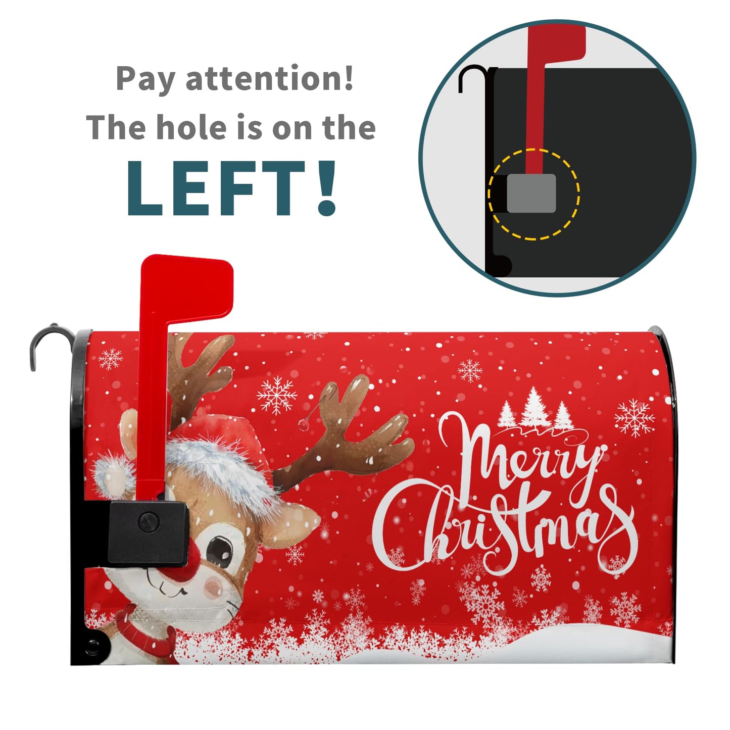 Anyako Winter Snowflake Red Mailbox Covers Magnetic Standard Size 18" X 21",Merry Christmas Reindeer Mailbox Wraps Post Letter Christmas Box Cover for Holiday Garden Yard Decor