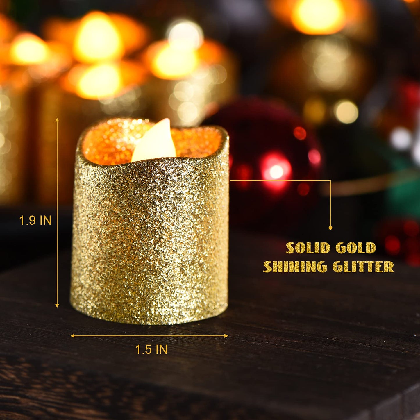 Honoson 24 Pack Gold Candles Party Decoration Flameless LED Tea Light Battery Operated Candle for Halloween Christmas Valentine Diwali Wedding Table Centerpiece