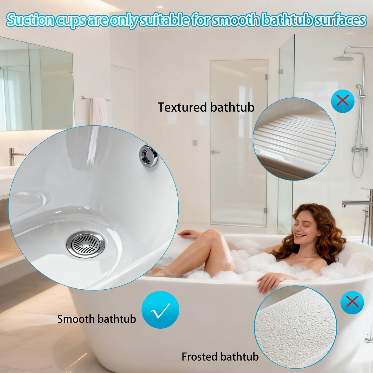 Spa Bubble Bath Mat with Remote,6-Speed Adjustable Bubbles & Non-Slip Suction Cups,Full Body Waterproof Bubble Mat for Bathtub to Relieve Muscle Fatigue, Stress & Improve Circulation