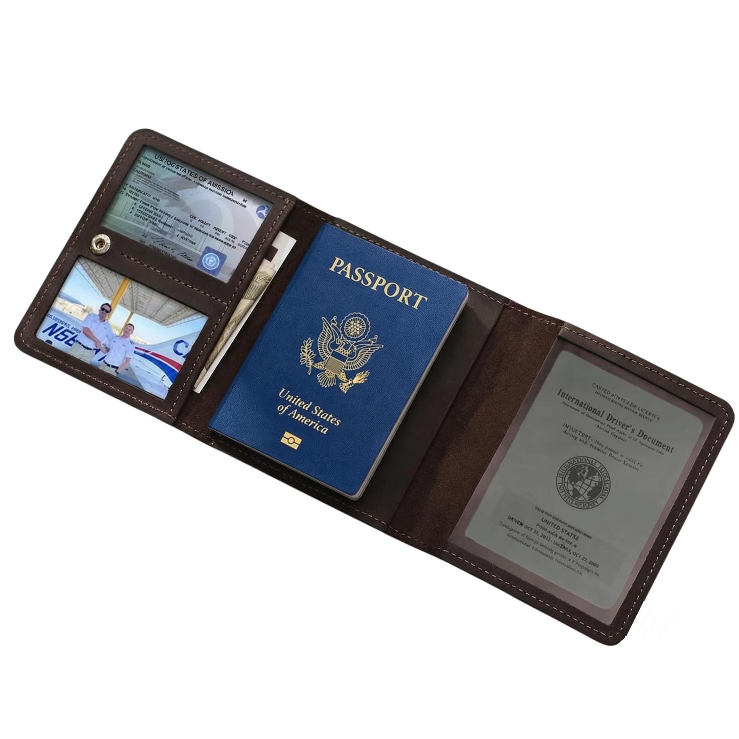 TORAKIP Leather Pilot Document Holder – Compact Travel Document Wallet for Passport, Boarding Pass & Cards, Genuine Crazy Horse Leather Organizer for Pilots & Travelers, Brown