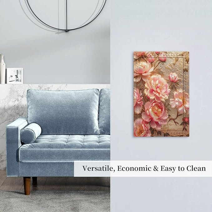 Pink Blooming Flowers Peonies Floral Light Switch Covers No Device Wall Plate 1 Gang Decorative Blank Switchplate Electrical Faceplate for Farmhouse Living Bedroom Decor