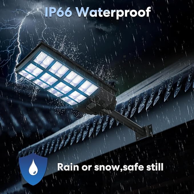 8000W Solar Street Lights Outdoor Waterproof, Dusk to Dawn Solar Lights Outdoor with Motion Sensor and Remote Control for Yard, Parking Lot, Garage, Street, 2 Pack