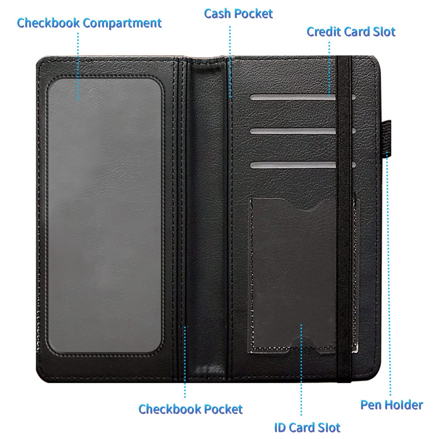 BREIDMKFM Leather RFID Check Book Cover with Credit Card Slots, Personal Duplicate Checks Holder with Pen Holder, Dragonfly Peony