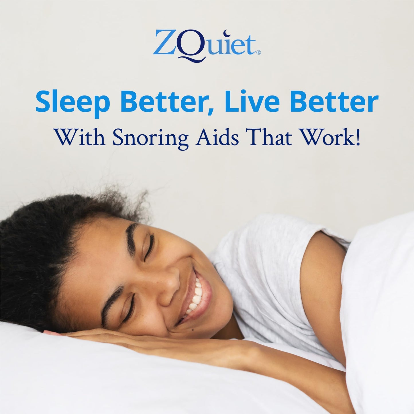 ZQuiet, Anti-Snoring Mouthpiece, Starter Pack with 2 Sizes, Living Hinge & Open Front Design for Comfort & Easy Breathing, Clear
