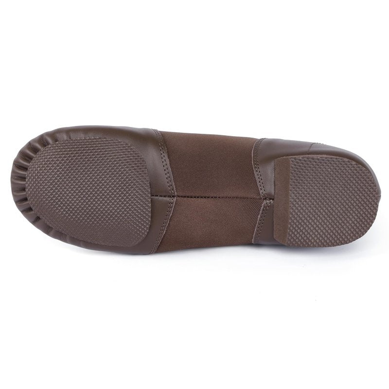 Linodes Unisex Leather Upper Jazz Shoe Slip-on Dance Shoes for Women and Men Coffee 7M