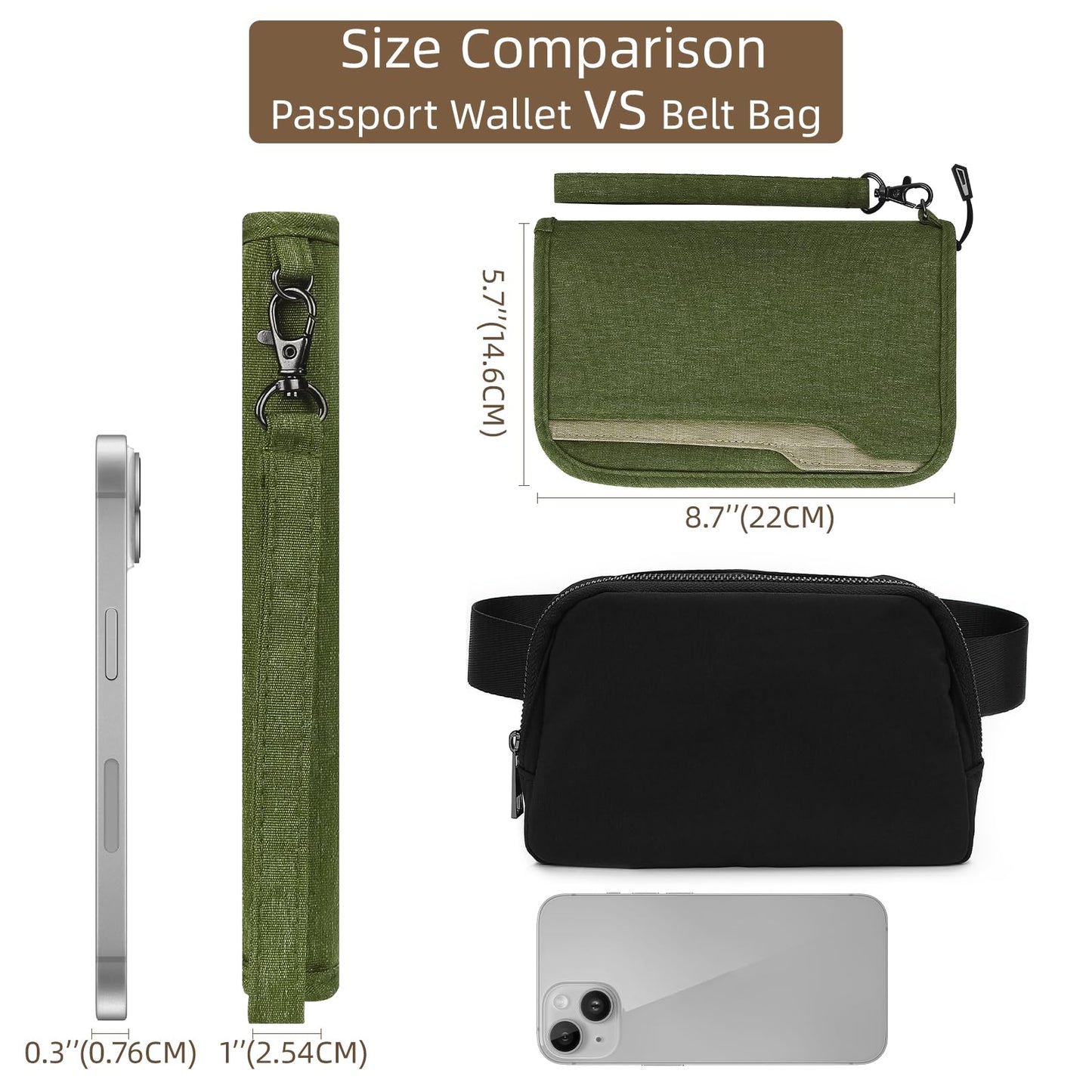 ZOPPEN Rfid Passport Holder Travel Wallet Family Documents Organizer Travel Accessories for 6 Passport, with Vaccine Card Slot Fits 4.3 X 3.5 inches Vaccine Card #06 Green