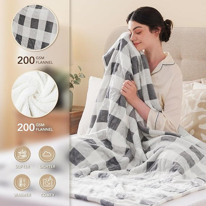 HomeMate Electric Blanket Heated Full Size - 72“x84“ Ultra Soft Cozy Flannel Heating Blanket with 10 Fast Heat Levels 8 Hours Auto Off Over-Heated Protection ETL Certification Keep Warm in Home Office