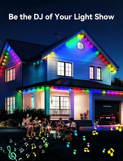 Permanent Outdoor Lights for House, RGB+IC IP67 Waterproof Smart Eave Lights 200ft with 144 LED, Eternity Lighting for Holiday Daily Decor, Work with Remote, APP