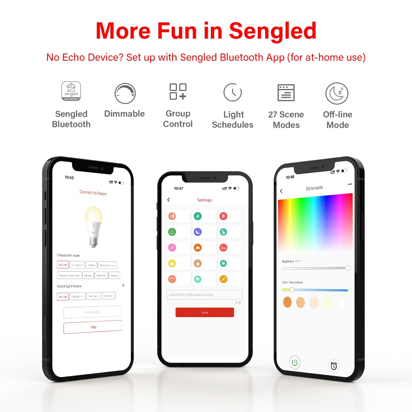 Sengled Smart Light Bulbs, Color Changing Alexa/Bluetooth Mesh, Dimmable LED Bulb A19 E26 Multicolor, High CRI, High Brightness, 8.7W 800LM, 1Pack