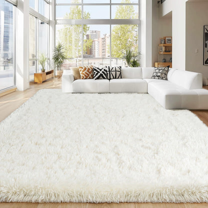 8x10 Area Rugs for Living Room Bedroom, Ultra Soft Fluffy Cream White Large Rug Carpet for Bedroom, Upgrade Non-Slip Fuzzy Shag Plush Rugs for Nursery Boys Girls Kids Room Modern Indoor Home Decor