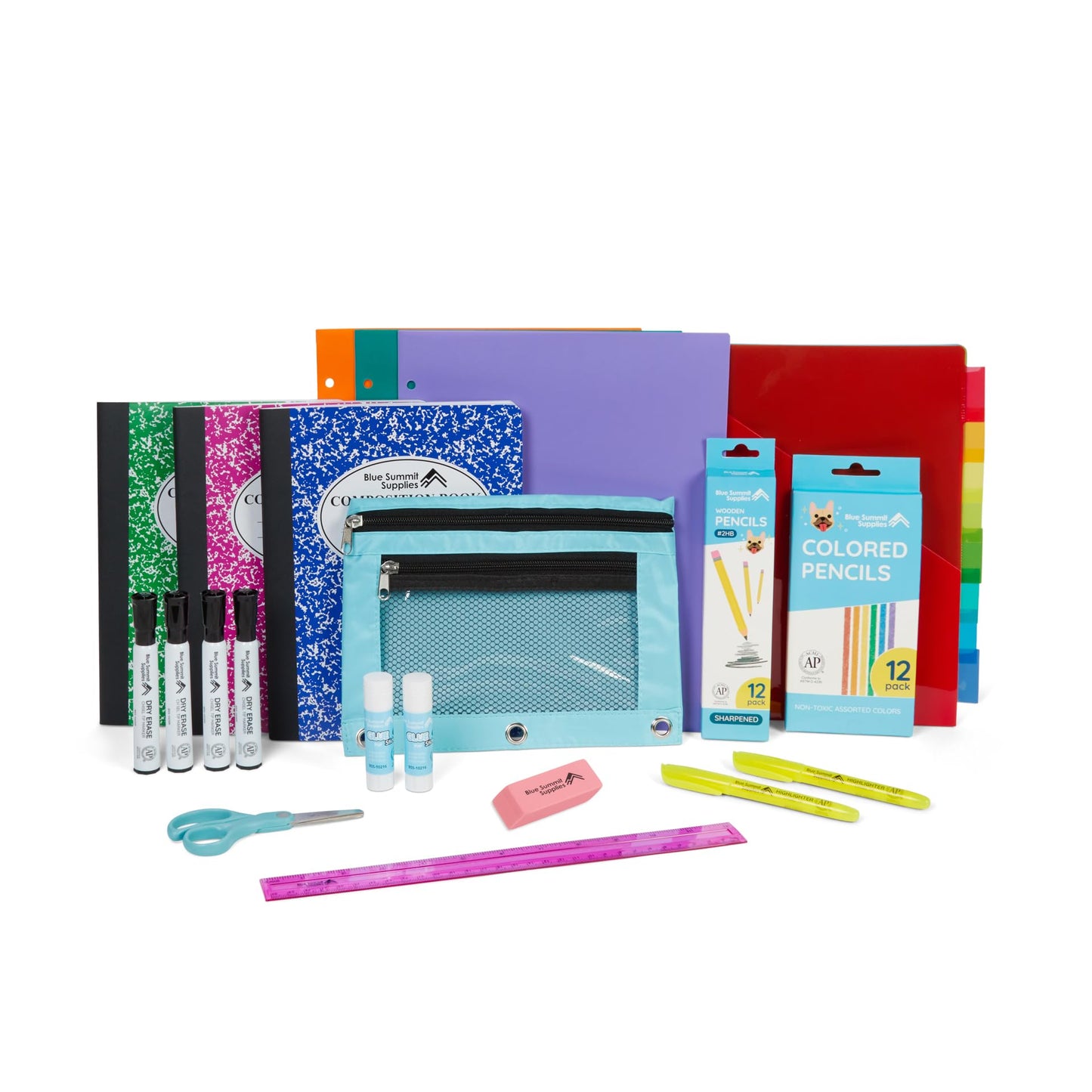 Blue Summit Elementary School Supply Box, 4th, 5th Grade School Supplies Set, for Elementary Supply, Bulk 44 Piece Box