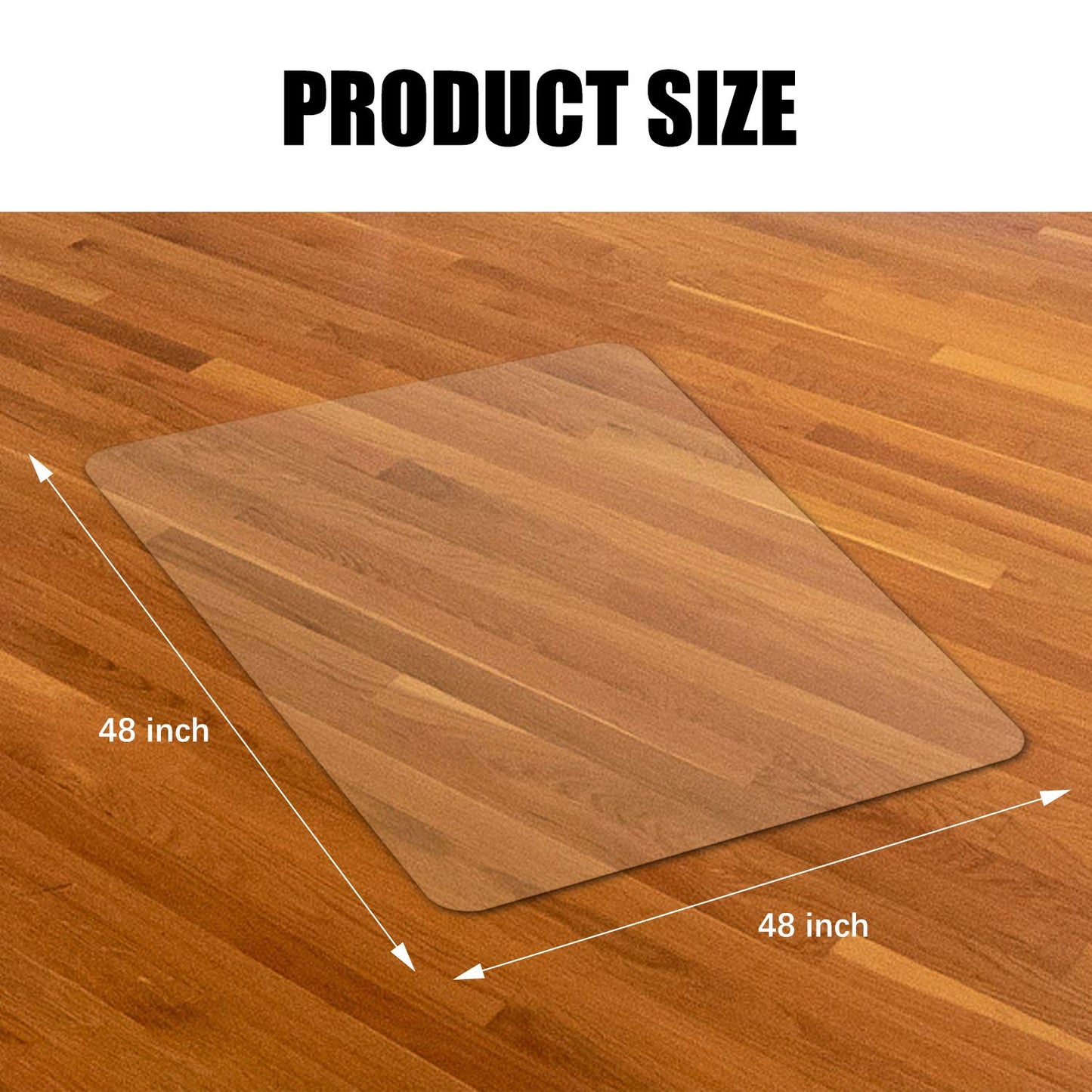 Kuyal Clear Chair mat for Hard Floors 48 x 48 inches Transparent Floor Mats Wood/Tile Protection Mat for Office & Home(48" X 48" Square)