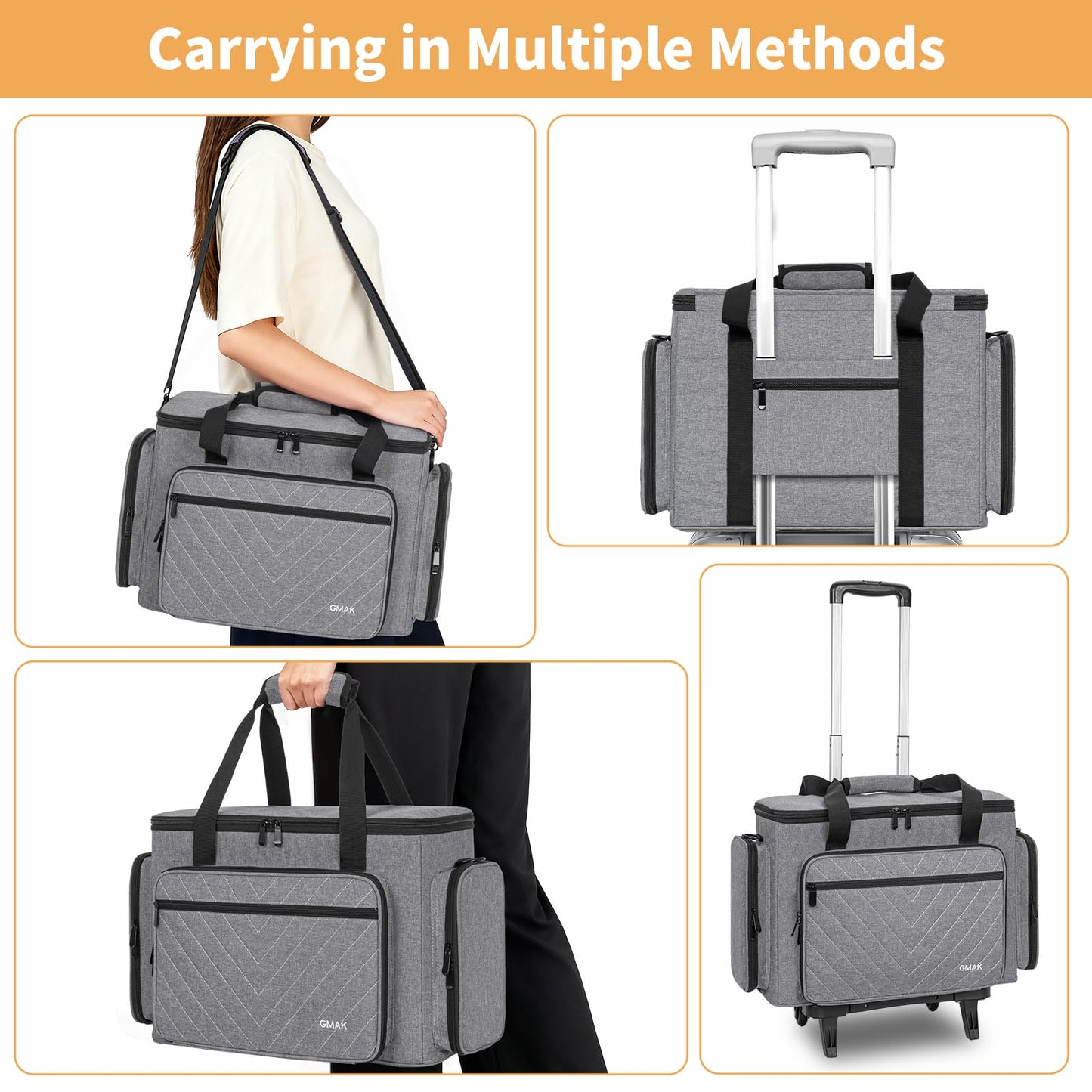 GMAK Sewing Machine Carrying Case, Sewing Machine Tote Bag with Removable Padding Pad, Universal Carrying Tote Storage Bags Stitching Case with Pockets for Most Standard Brother, Singer, Janome