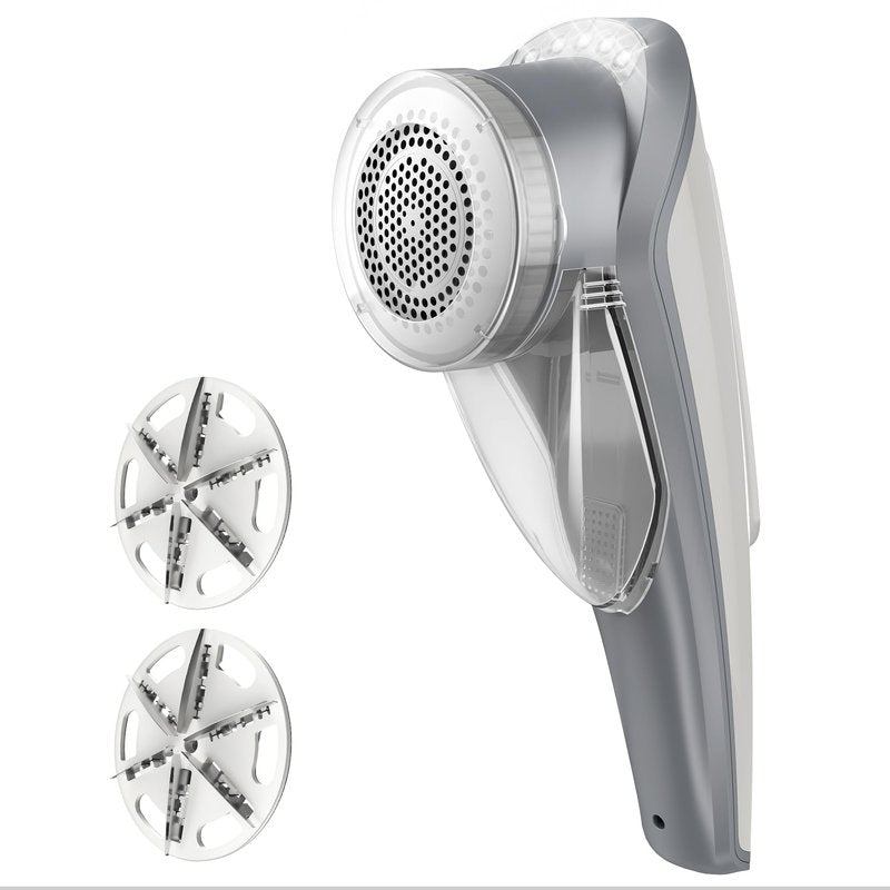 MR.SIGA Fabric Shaver and Lint Remover with 2 Speeds, Rechargeable Electric Lint Fuzz Remover with LED Lights and 2 Replaceable 6-Leaf Blades, Cream/Gray