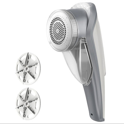 MR.SIGA Fabric Shaver and Lint Remover with 2 Speeds, Rechargeable Electric Lint Fuzz Remover with LED Lights and 2 Replaceable 6-Leaf Blades, Cream/Gray