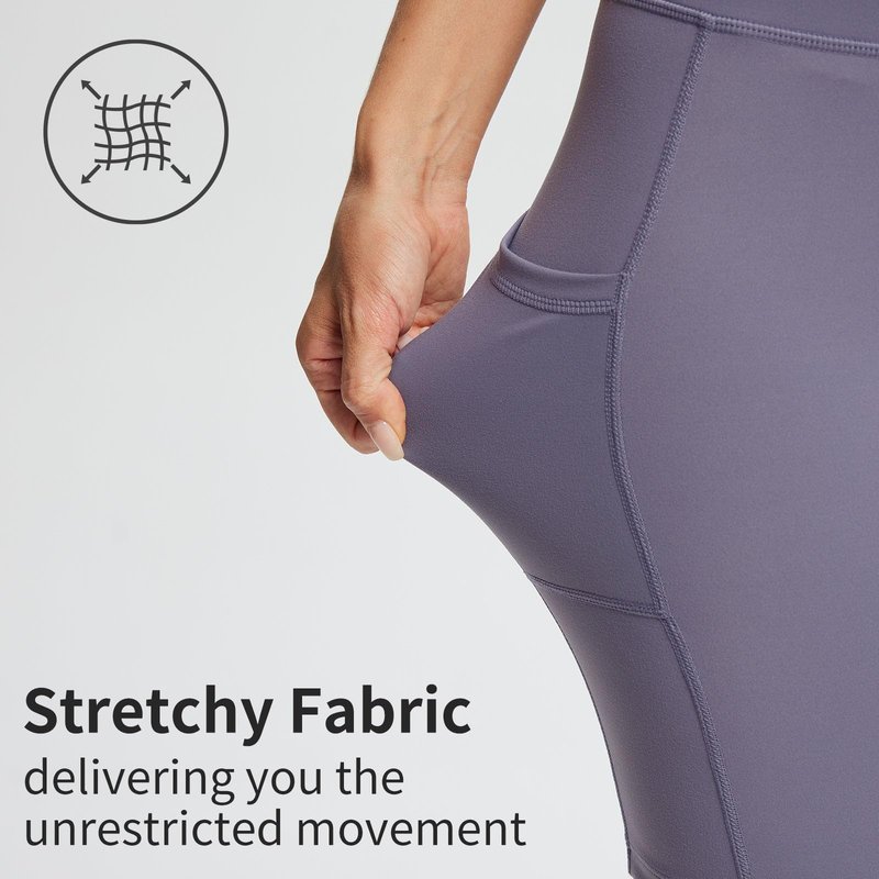 baleaf Biker Shorts Women Yoga Gym Workout Spandex Running Volleyball Tummy Control Compression with Pockets Soft 8" Purple S