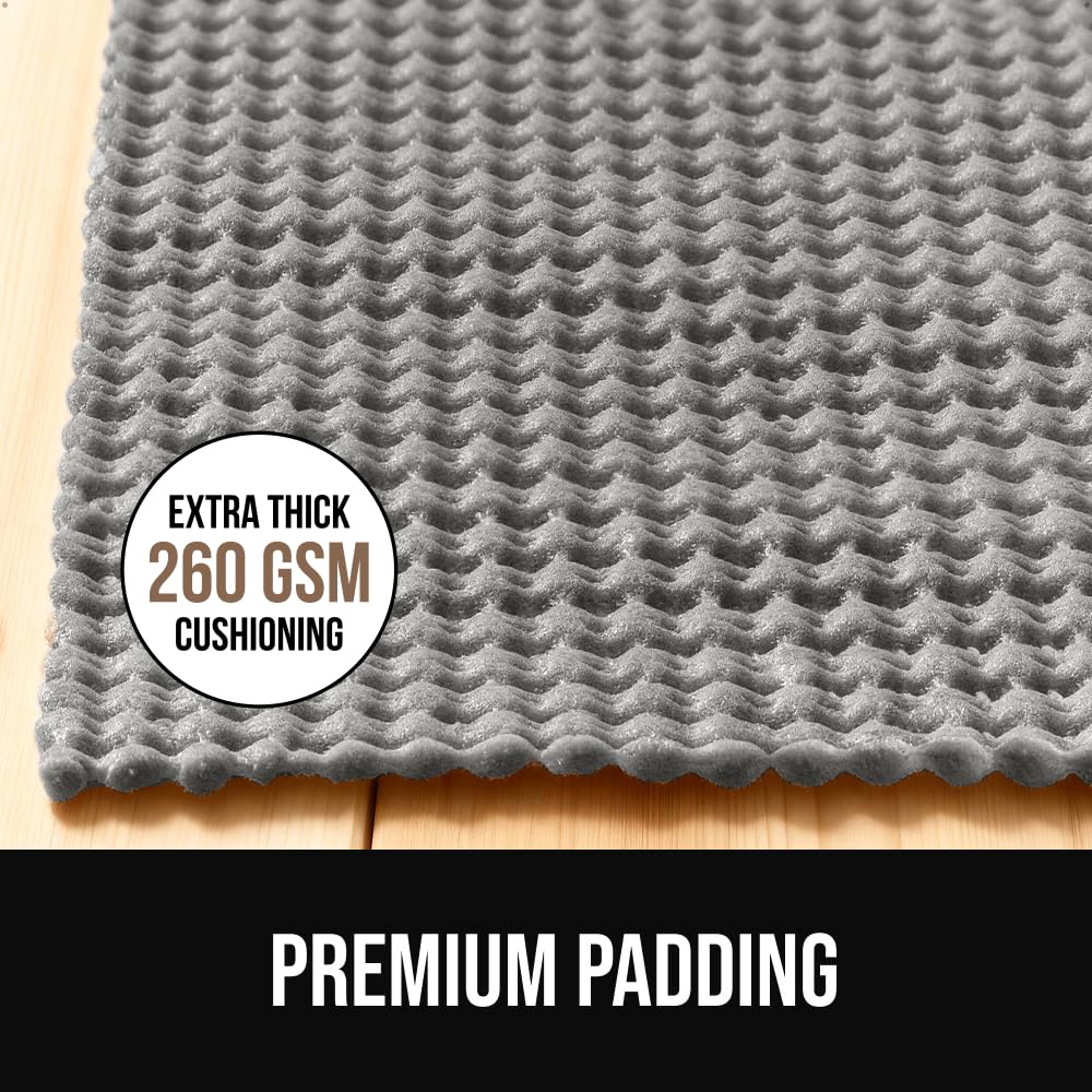 GORILLA GRIP® Premium Dual Sided Thick Rug Gripper Pad for Hardwood Floors, Breathable Slip Resistant Pad Grips Under Carpet Area Rugs for Hard Surface Floor Protection, Easy Trim Mats, 2x3, Grey
