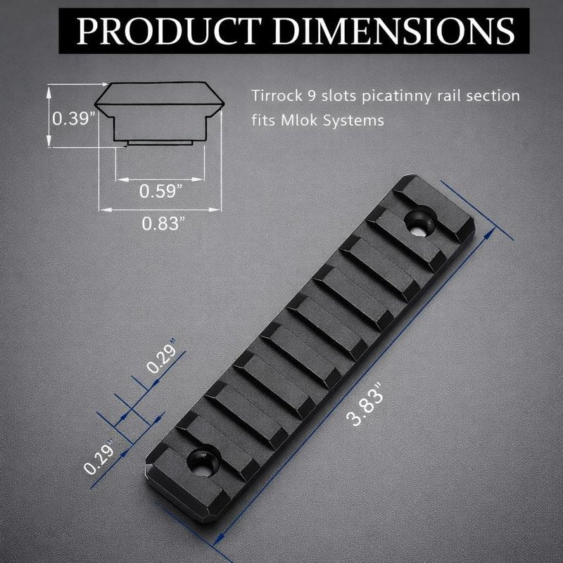 Gotical 9 Slots and 11 Slots Rail Section for M Lok Handguard Eleven Slots Rail Picatinny Rail (2 Pieces 9 Slot, 2 Pieces 11 Slot)